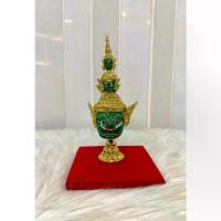 ราคา หัวโขน ทศกัณฐ์ กว้าง 2 นิ้ว สูง 4-6 นิ้ว เรซิ่น ปิดทองเค พร้อมฐานปิดทอง งานสวย ของที่ระลึก ของตกแต่งบ้าน khon mask (1734220711266387699)