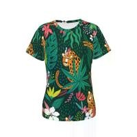 ราคา [COD] เสื้อยืดลายเสือชีต้าป่าสำหรับผู้หญิง ลายดอกไม้เสือดาว เสื้อยืดฮาราจูกุ คอวี แขนสั้น เสื้อยืดคลาสสิก เสื้อชายหาด DIY (1733751897001657479)