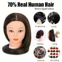 ราคา หัวหุ่นเสมือนจริง Opini พร้อมผมมนุษย์ 70% - หัวหุ่นฝึกทำผมมืออาชีพและ DIY พร้อมฐานหนีบโต๊ะและเครื่องมือถักเปียสำหรับการฝึกอบรมด้านความงาม, ช่างตัดผม, ร้านเสริมสวย - หุ่นชาย/หญิงสำหรับการตัดผม (1733906