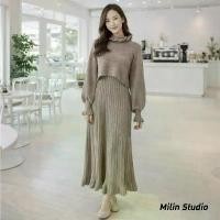 ราคา Milin Studio - Set เดรส+เสื้อคลุม สีกาแฟ ชุดแฟชั่นสำหรับผู้หญิง ฟรีไซส์ (A63) (1734372775976863057)