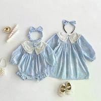 ราคา ชุดบอดี้สูทคอปกแขนยาวสีน้ำเงินสำหรับเด็กผู้หญิง พร้อมชุดจับคู่ลายหวานสำหรับพี่น้อง ชุด นอน เด็ก แขน ขา ยาว (1733988496123135581)