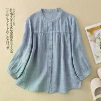 ราคา เสื้อเชิ้ตผ้าฝ้ายลินินสำหรับผู้หญิง ส่วนลด บาง หลวม สวมใส่สบาย แขนสามส่วน สีพื้น เสื้อเชิ้ต [เก็บเงินปลายทาง] (1733734213127406876)