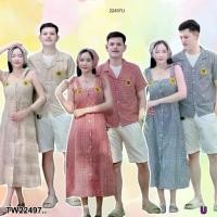 ราคา set คู่รัก 3 ชิ้น #ลายสก็อต เสื้อเชิ้ต + เดรสผูกไหล่ กับผ้าโพกผม .. TW22497 TwinsShopVipพร้อมส่ง (1734408802798830900)