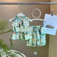 ราคา ชุดเสื้อผ้าหน้าร้อนสำหรับเด็กผู้หญิง, เสื้อกั๊กแขนกุดฤดูร้อนใหม่, แฟชั่น, ลายดอกไม้สไตล์เกาหลี, ชุดสองชิ้น, เสื้อผ้าเด็กผู้หญิง (1732148810346563590)