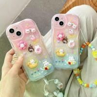 ราคา เหมาะสำหรับเคสโทรศัพท์ Apple 16 Pro ลายตุ๊กตา 3D เป็ดสีรุ้ง เคส iPhone 13 ลายกระต่ายพร้อมสายคล้องมือสีครีม (1734405720777459217)