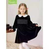 ราคา Girls' Christmas Velvet Wrap Dress Autumn Winter Long Sleeve Dress First Birthday Red Dress New Year Princess Dress (1733677827295642690)
