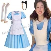 ราคา Adult Girl Blue Alice In Wonderland Halloween Costume for Adults Lolita Maid Costume Cosplay Alice Wonderland Costume for Women (1733504011415094699)