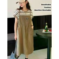 ราคา Panda Huppen Girls' 2025 Summer Casual Striped A-Line Dress with Contrast Waist Belt - Machine Washable Sleeveless Midi Dress for Kids, Everyday Outfit, Layered Look, Breathable (1733257087650399961)
