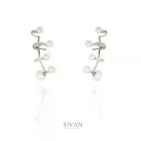 ราคา หูติด มุก หูพี่น้องSWAN - Pearl Ear Cuff ต่างหูเงินแท้ ต่างหูหนีบ ต่างหูไต่หู ประดับมุกแท้ มุกน้ำจืด ฝังเพชรคิวบิคเซอร์โคเนีย cubic zirconia (1734434818721744173)