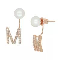 ราคา A.CEMI Initial Pearl Stud Earrings- 1 Pair(Rose Gold) ต่างหูคู่มุกแท้ มุกแท้ ต่างหูเงินแท้ ชุบทอง 18K โรสโกลว์ ต่างหูตั (1729620023849880192)