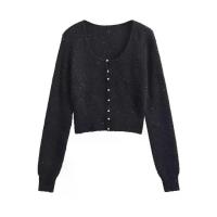 ราคา Ice Cream Color Sweet Pearl Button Knitted Cardigan Long Sleeve Autumn Winter Women's Clothing Buttoned Square Collar Colorful Sweater (1733037894060115190)