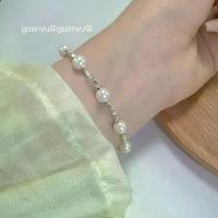 ราคา Broken Silver Pearl Bracelet for Women 925 Sterling Silver Vintage Elegant Light Luxury Niche Simple Versatile Pearl Bracelet Jewelry for Women (1734158769902290557)