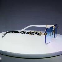 ราคา Vintage Style Men's Fashion Glasses, with Diamond Cut Edges and Marble Wood Inlays - Perfect for Events, Rectangular Frameless Design (1734419837034858423)