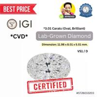 ราคา Lab-Grown Diamond *CVD เพชรสังเคราะห์ในห้องแล็บ D Color VS1 (Oval, Brilliant, 3.01 cts.) พร้อมใบเซอร์จาก lGI (1733939330453243218)