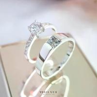 ราคา แหวนคู่รัก เพชรเม็ดเหลี่ยม Diamond Cut และเพชรชู 5 มิลลิเมตร (2 วง) (R12-68) (1730368917580384727)