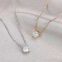 ราคา Stainless Steel Inlaid Four-Prong 7mm Zircon Necklace Titanium Steel Simulated Diamond Women's Fresh Simple Chain Pendant Necklace (1733534145011287293)