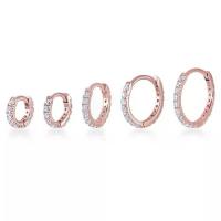 ราคา Piercingroom by Jay CZ Diamond Eternity Huggie Hoop (Rose Gold Plated) เงินแท้ (ราคาต่อชิ้น) (1731259167473305522)