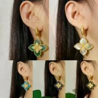 ราคา RC Natural Shell Mosaic Four Leaf Clover Dazzling Diamond Floral Earrings for Women 3D Pendant Peacock Green Drop Earrings Jewelry (1734435976666777599)