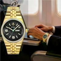 ราคา Yalalusi Luxury Gold Case Diamond-Studded Calendar Week Men's Watch Light Luxury Business Waterproof Quartz Men's Wristwatch (1733110718720149398)