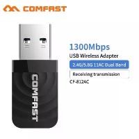 ราคา [Tiktok] fast 1300Mbps USB3.0 Wifi Network Card 802.11 AC Dual Band Wi fi Adapter 2.4G/5.8G Wireless AC Adapter Windows XP/Vista/7/8/10 Mac (1733680256732071765)