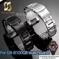 ราคา สายนาฬิกา สแตนเลส สำหรับ Casio G-SHOCK GR-B100GB สายเหล็กแข็ง 24 มม. พร้อมเข็มขัดผู้ชายสีเงินและสีดำ (1732780773655282721)
