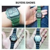 ราคา สายนาฬิกาซิลิโคนนิ่ม Aotelayer ขนาด 18 มม. เข้ากันได้กับ Casio W218H/AE-1200/1100/SGW-300/400/MRW-200 Band ทำจากวัสดุยางเรซิน สร้อยข้อมือ เหมาะสำหรับเล่นกีฬาและดำน้ำ อุปกรณ์เสริมนาฬิกาสายรัดข้อมือ (17