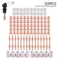 ราคา ชุดอุปกรณ์ตัดพลาสม่า 100 ชิ้น พร้อมอิเล็กโทรดทองแดงสีแดง ถ้วยป้องกัน หัวฉีด ปลายหลอด และแหวนวงกลม เข้ากันได้กับเครื่องตัดพลาสม่า LG-40 PT-31, CUT40, CUT50 คุณภาพสูง แข็งแรง ทนนาน นำความร้อนดี (1732491