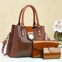 ราคา [COD] Fashion Bag for Women Zipper Shoulder Bag PU Leather Commuter Handbag Trendy Versatile Multifunctional Bucket Large Capacity New Lizard Pattern Glossy Texture Three-Piece S (1733459261426272005)