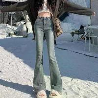 ราคา Woman High Waist Vintage Flare Jeans Female Gothic Elastic Bell Bottom Pants Lady Streetwear Blue Black Grey Denim Trousers (1733863256510792842)
