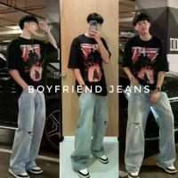 ราคา 023 Boyfriend jeans (890.-) “พร้อมส่ง“ กางเกงยีนส์ผู้ชายทรงขากระบอกใหญ่ แต่งขาดเข่า สีอ่อนสวย ให้ความเท่ใส่สบาย (1734266788999235574)