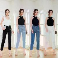 ราคา กางเกงยีนส์ทรงบอยสลิมผ้ายืด#ป้ายLiZA jeans ขากระบอก ใหญ่ คน อ้วน คาโก้ สั้นเอวสูง สวย (1732770107632617278)