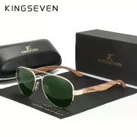 ราคา แว่นกันแดดโพลาไรซ์แฮนด์เมด KINGSEVEN สำหรับ Unisex พร้อมขาไม้ กรอบไม้ sunglasses (1732621155739403695)
