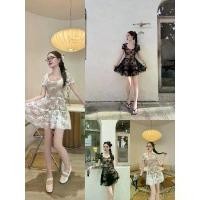ราคา 【NEW】 99135 ชุดเดรส เนื้อผ้า เป็นลูกไม้ยืด ซับในเป็นกางเกงต่อ ลูกไม้ (1734423163911636601)