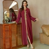 ราคา เดรสยาว, สีไวน์แดง, ฮูด, เย็บมือ, Rhinestone, สไตล์ชาติพันธุ์ดูไบอาหรับตะวันออกกลาง, คุณภาพระดับไฮเอนด์และราคาไม่แพง, แฟชั่นหรูหรา, ชุดเอนกประสงค์ ชุดเดรส ผู้ หญิง อิสลาม แบบ กางเกง (17323123372974109