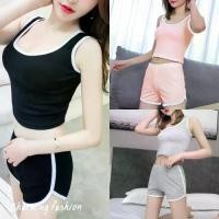 ราคา Charming ชุดออกกำลังกายผู้หญิง ผ้าCotton เสื้อ+กางเกงขาสั้น สวยเก๋มาก รุ่น R119 (1732334044871165707)