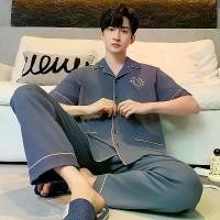 ราคา 2026 ชุดนอนผู้ชายผ้าฝ้ายทั้งหมด ฤดูร้อน 100% ผ้าฝ้ายบริสุทธิ์ แขนสั้น กางเกงขาสั้น กางเกงขายาว เสื้อคลุม ขนาดใหญ่ ชุดนอนสบายๆ เสื้อคลุมฤดูร้อน (1734311665765222293)