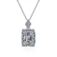ราคา สร้อยคอ Moissanite, 1 กะรัต, จี้ลูกกวาดสี่เหลี่ยม, ตัดมรกต, ตัดเรด, S925 เงิน, สร้อยคอ (1731371855944779252)