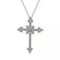 ราคา จี้เงินแท้ S925 ดีไซน์ไม้กางเขนเพชรเต็ม สร้อยคอ Moissanite 1 กะรัต (1731462352043279860)