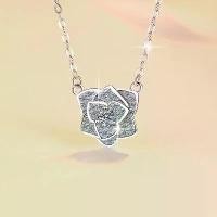 ราคา สร้อยคอจี้ดอกกุหลาบ, เงินแท้ S925, สำหรับผู้หญิง, ทันสมัย, ราคาไม่แพง, หรูหรา, โซ่กระดูกไหปลาร้าอเนกประสงค์, ฝังด้วย Moissanite, สร้อยคอ (1732841464731501993)