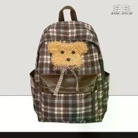 ราคา Backpack กระเป๋านักเรียน แล็ปท็อป กระเป๋าเป้สะพายหลัง งานพรีเมี่ยม ลายสก็อตแบบใหม่ปักน้องสุนัข มีขน น่ารักมาก ผ้าไนลอน (1734430897936434368)