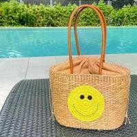 ราคา smile face bag น้องกระเป๋าสานหน้ายิ้ม หูจับหนังแท้ น่ารักสุดๆๆ (1734405434276480144)