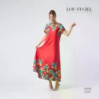 ราคา [COD] [tiktok]Of-Fi-Ciel Maxi Dress Emerald Rose Long Dress, Short Sleeves, Red Fbapre (1734279551017715685)