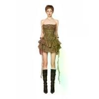 ราคา LSOUL LEAVEY DRESS ชุดเดรสคอร์เซ็ตเกาะอกจับจีบสีน้ำตาล (1730992793548589948)