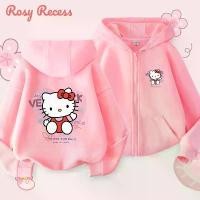 ราคา Rosy Recess Cute Hello Kitty Printed Hoodie for Kids, Warm Fleece Lined Zip-Up Sweatshirt (1733899677057058082)