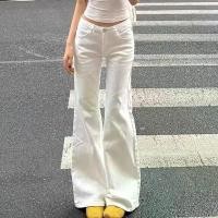 ราคา [COD] Korean Fashion High Waist White Jeans for Women Streetwear Slimming Micro Flared Denim Pants Woman Vintage Loose Trousers Female (1733466030842938855)