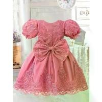 ราคา Girls' Elegant Princess Puff Sleeve Lace Dress - Knee-Length Flared Skirt Birthday Party Wedding Flower Girl Formal Attire, Hand Wash Only, Princess Dresses for Girls, Event Wear (1734392290347223012)
