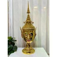 ราคา ✵เศียรครู หัวโขน พระลักษณ์ ขนาดครอบศรีษะ งานกระดาษ ปิดทองเค ประดับเพชร พร้อมฐานทองประดับเพชร khon mask▲ (1733678039246472409)