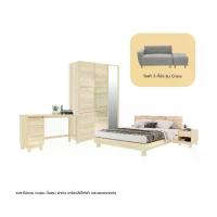 ราคา Koncept Furniture ชุดห้องนอนขนาด 5 ฟุต Hakone & ตู้เสื้อผ้า 134 ซม. & โซฟา 2 ที่นั่ง Cross สีไม้อ่อน (1731763942194710778)