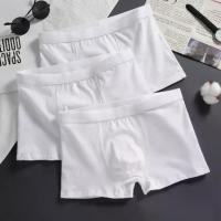 ราคา Pure White Men's Underwear Cotton Boxer Briefs Men's All-Cotton Shorts Sexy Trendy Youth Light-Colored Four-Corner Underpants [NEW] กางเกง ใน ขอบ ไม่ อุ้ม น้ํา jockstrap กางเกงในชาย (17335989988069556