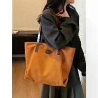 ราคา 2026 Korean-style caramel-colored tote bag for women, large-capacity handbag for commuting, simple and versatile hobo shoulder bag (1734382654319789453)